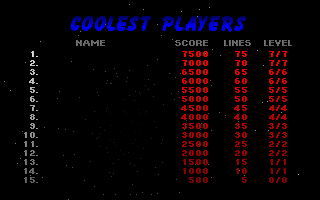 Nextris Highscore-Bildschirm