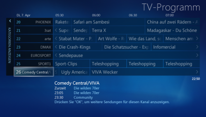 Windows Media Center: Details Kanal
